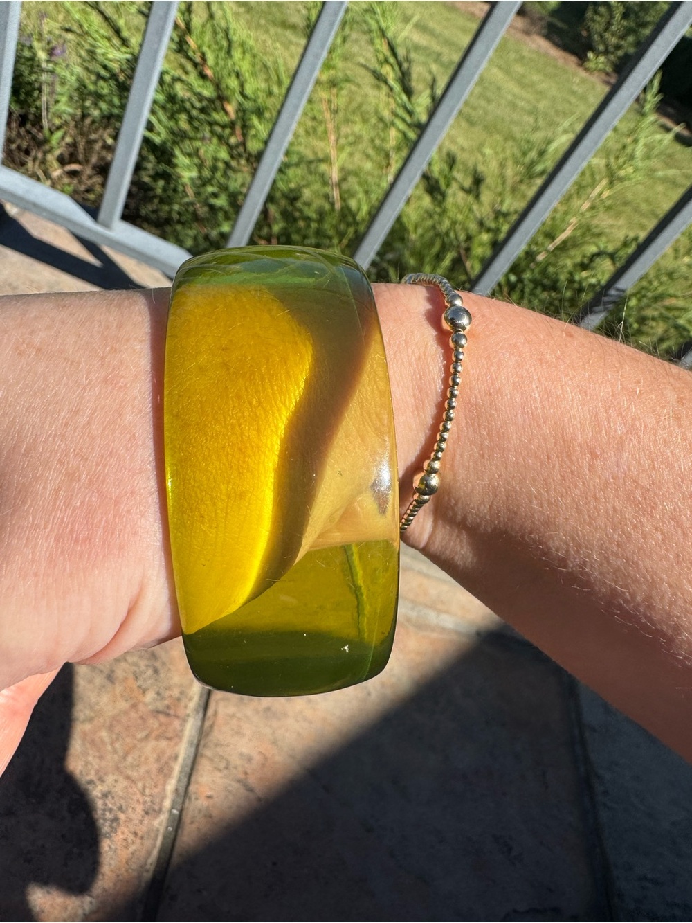 Vintage Olive Green Lucite Bangle Bracelet Chunky Wide Retro Statement
